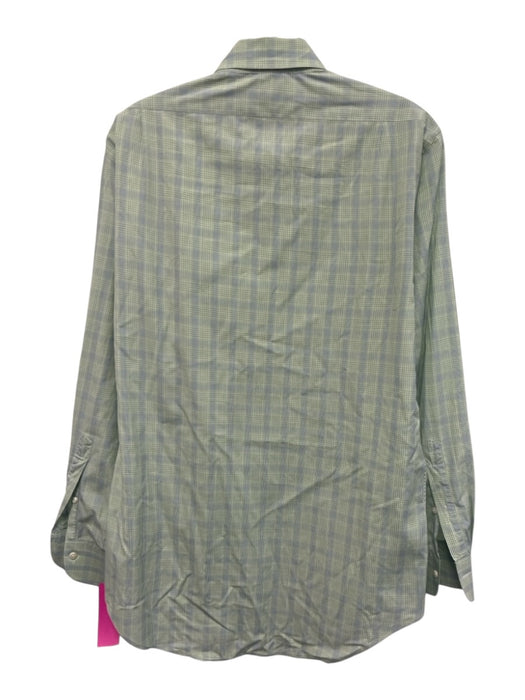 Sid Mashburn Size 15.5 Green Cotton Plaid Spread Collar Men's Long Sleeve Shirt Green / 15.5
