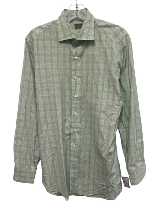 Sid Mashburn Size 15.5 Green Cotton Plaid Spread Collar Men's Long Sleeve Shirt Green / 15.5