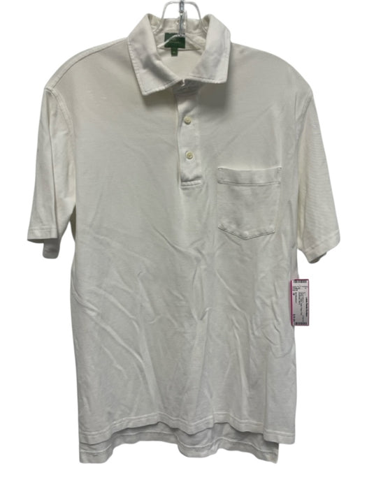 Sid Mashburn Size M White Cotton Solid Pique Polo Men's Short Sleeve White / M