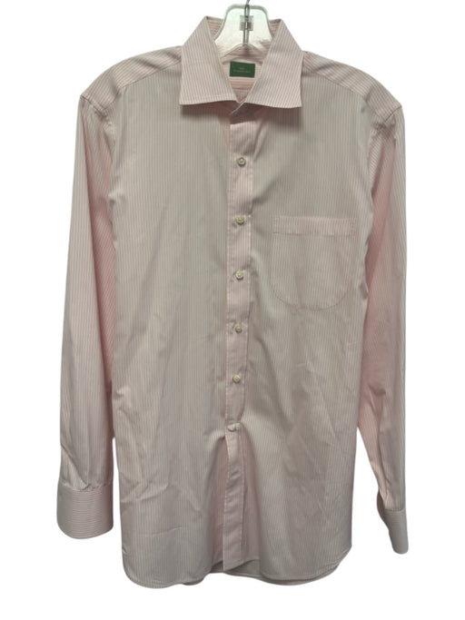 Sid Mashburn Size 15.5 Pink & White Cotton Striped Button Down Long Sleeve Shirt Pink & White / 15.5