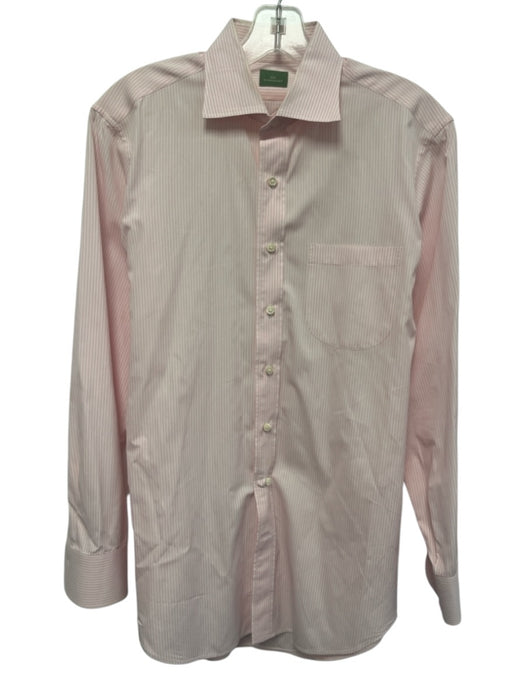 Sid Mashburn Size 15.5 Pink & White Cotton Striped Button Down Long Sleeve Shirt Pink & White / 15.5