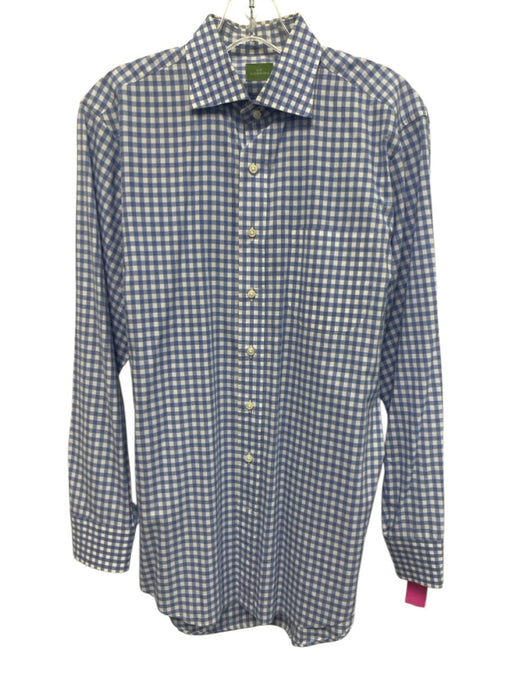 Sid Mashburn Size 15.5 Blue & White Cotton Gingham Button Down Long Sleeve Shirt Blue & White / 15.5