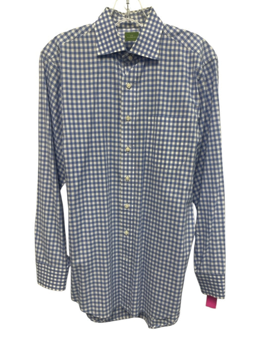 Sid Mashburn Size 15.5 Blue & White Cotton Gingham Button Down Long Sleeve Shirt Blue & White / 15.5