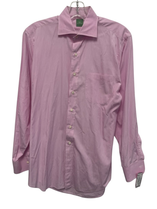 Sid Mashburn Size 15.5 Pink & White Cotton Striped Button Down Long Sleeve Shirt Pink & White / 15.5