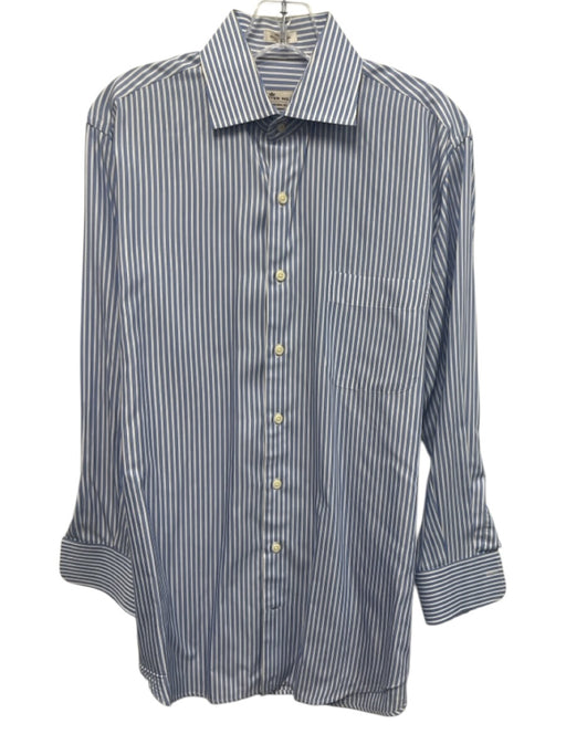 Peter Millar Size M Blue & White Cotton Striped Button Down Long Sleeve Shirt Blue & White / M