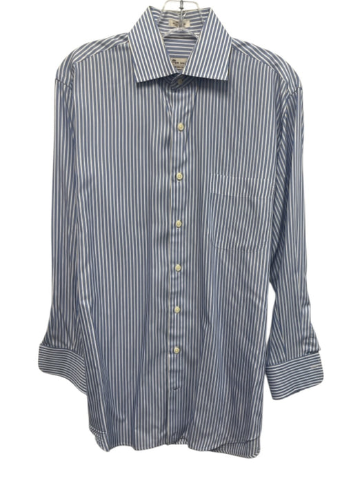 Peter Millar Size M Blue & White Cotton Striped Button Down Long Sleeve Shirt Blue & White / M