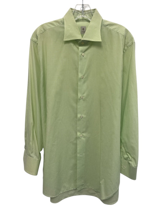 Aster Size 16.5 Green & White Cotton Plaid Button Down Men's Long Sleeve Shirt Green & White / 16.5