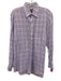 XMI Size M Purple & White Linen Plaid Button Down Men's Long Sleeve Shirt Purple & White / M