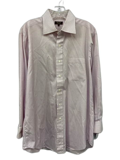 Hamilton Size 16 Red & White Cotton Grid Button Up Men's Long Sleeve Shirt Red & White / 16