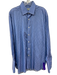 Borelli Size 16L Blue & White Cotton Striped Button Up Men's Long Sleeve Shirt Blue & White / 16L