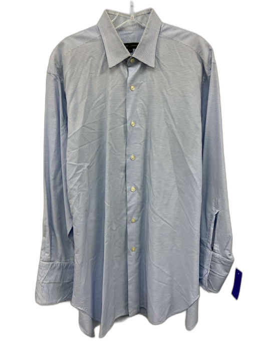Robert Talbott Size 16 Blue & White Cotton Striped Button up Long Sleeve Shirt Blue & White / 16