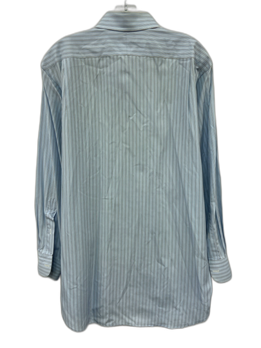 Hamilton Size 16 Blue & Brown Cotton Striped Button Up Men's Long Sleeve Shirt Blue & Brown / 16