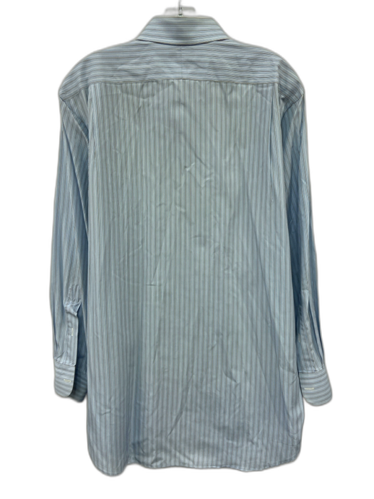 Hamilton Size 16 Blue & Brown Cotton Striped Button Up Men's Long Sleeve Shirt Blue & Brown / 16