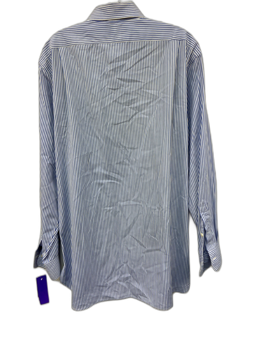 Polo Size 16 Blue & White Cotton Striped Button up Men's Long Sleeve Shirt Blue & White / 16