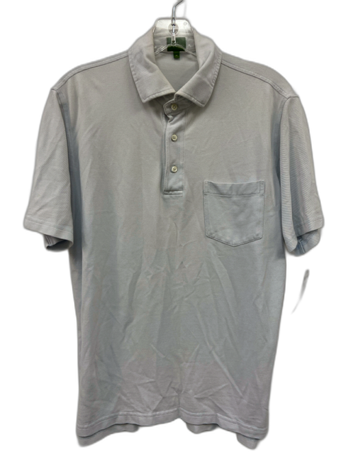 Sid Mashburn Size M White Cotton Solid Polo Men's Short Sleeve White / M