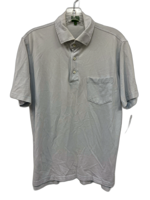 Sid Mashburn Size M White Cotton Solid Polo Men's Short Sleeve White / M