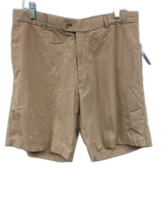 No Brand Size Est 36 Brown & White Cotton Plaid Khaki Men's Shorts Brown & White / Est 36