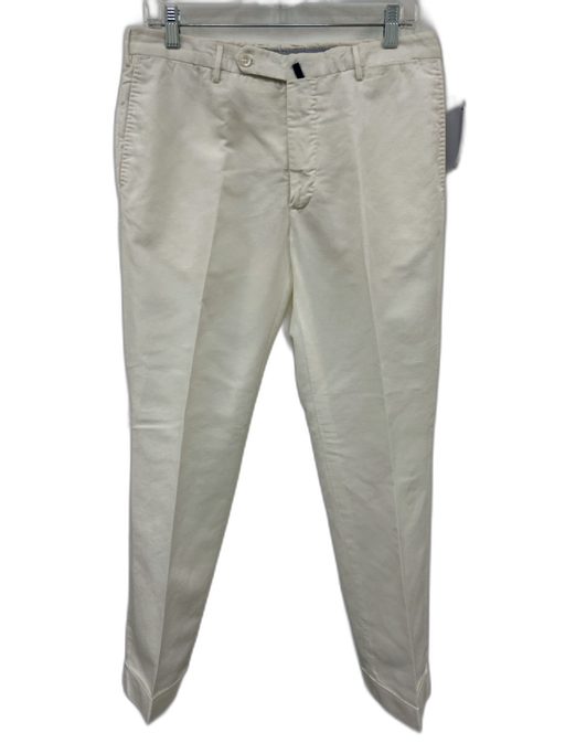 Incotex Size Est 32 White Cotton Solid Khaki Dress Men's Pants White / Est 32