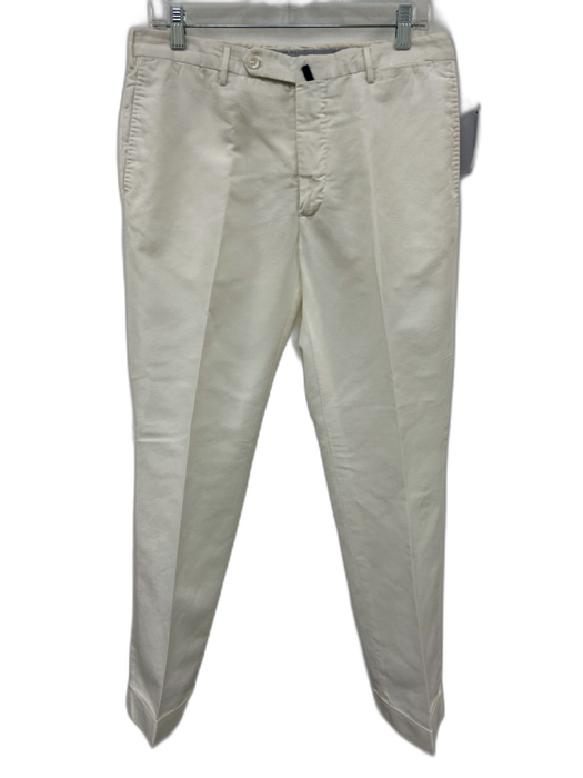 Incotex Size Est 32 White Cotton Solid Khaki Dress Men's Pants White / Est 32