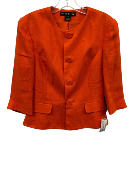 Ralph Lauren Black Size S Orange Linen 3/4 Sleeve Big Buttons Peplum Jacket Orange / S