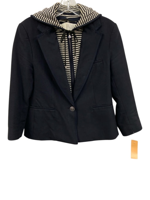 Veronica Beard Size 3 Navy Blue & White Cotton & Nylon Hood Stripe Zip Up Jacket Navy Blue & White / 3