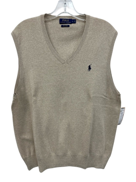 Polo Size L Beige Pima Cotton Solid Men's Vest Beige / L