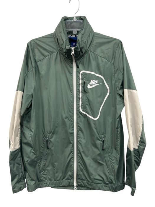Nike Size M Green & White Polyester Solid Zipper Men's Jacket Green & White / M
