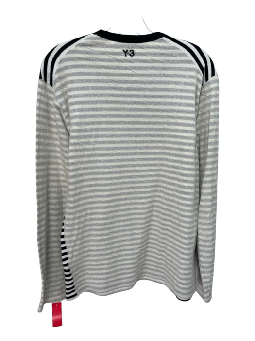 Y3 Size M Black & White Cotton Blend Striped Crew Men's Long Sleeve Shirt M