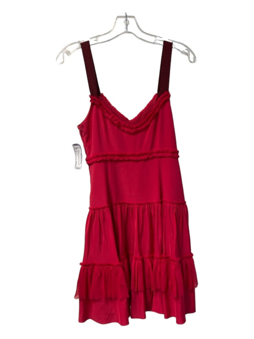 Cinq a Sept Size 6 Red Missing Fabric Tag Sleeveless Tiered Ruffle Detail Dress Red / 6