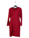 Black Halo Eve Size 4 Red Polyamide Blend Round Neck Back Zip Long Sleeve Dress Red / 4