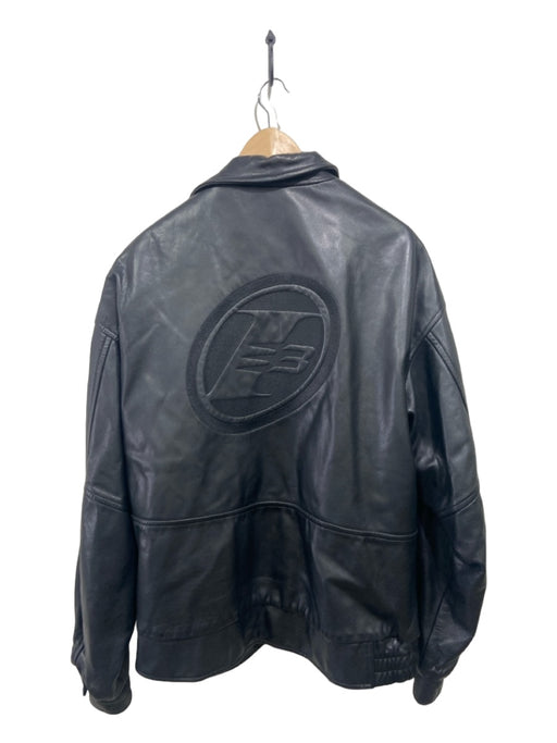 Reebok Size XL Black Leather Solid Zipper Men's Jacket XL