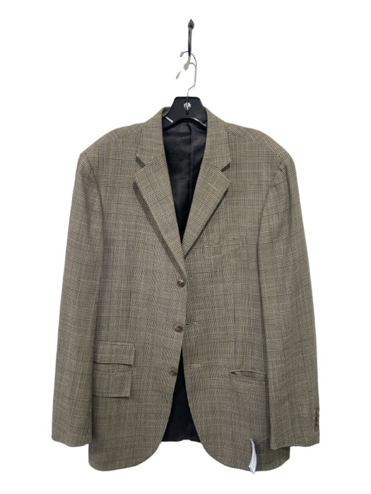 Polo Beige & Black Virgin Wool Plaid Three Button Men's Blazer 43