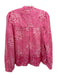 Alicia Bell Size Small Pink, Red, White Cotton & Silk Long puff sleeve Top Pink, Red, White / Small