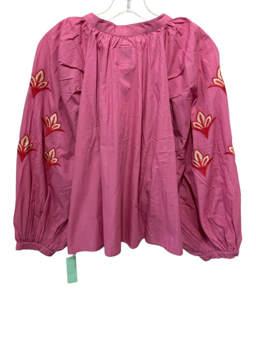 The Shirt Rochelle Behrens Size Small Pink, Blue, Orange Cotton Button Front Top Pink, Blue, Orange / Small