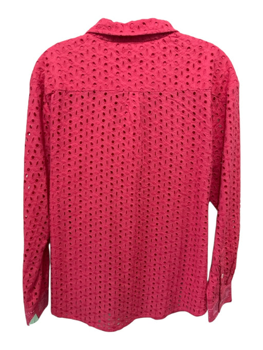 Roller Rabbit Size Medium Hot pink Cotton Long Sleeve Eyelet Button Front Top Hot pink / Medium