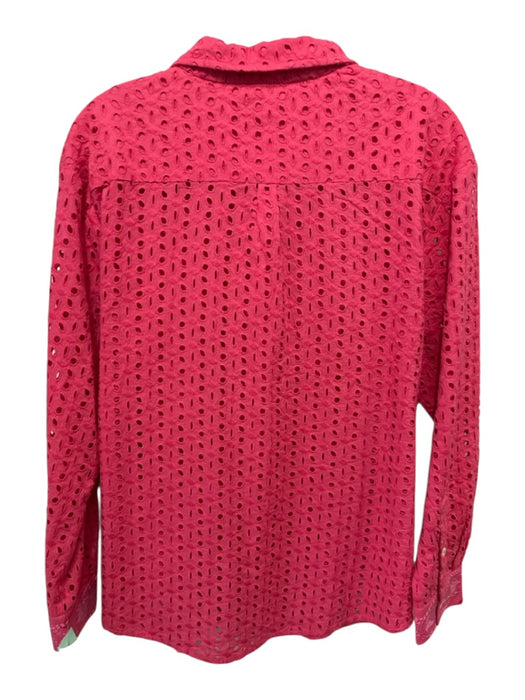 Roller Rabbit Size Medium Hot pink Cotton Long Sleeve Eyelet Button Front Top Hot pink / Medium
