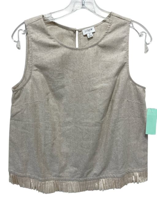 J Crew Size Small Beige Linen Blend Sleeveless Fringe Top Beige / Small