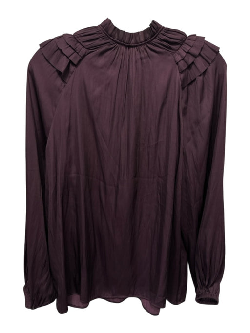 Current Air Size Small Dark Purple Polyester Blend Long Sleeve Ruffles Top Dark Purple / Small