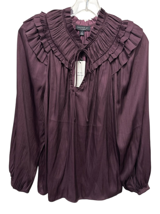 Current Air Size Small Dark Purple Polyester Blend Long Sleeve Ruffles Top Dark Purple / Small