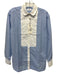 UnTuckit Size Small Blue & White Cotton Blend Long Sleeve Pintuck Collar Top Blue & White / Small