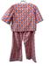 Olivia by Livro Size XS Blue, Orange, White Cotton Short Sleeve Pant Set Blue, Orange, White / XS