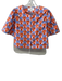 Olivia by Livro Size XS Blue, Orange, White Cotton Short Sleeve Pant Set Blue, Orange, White / XS