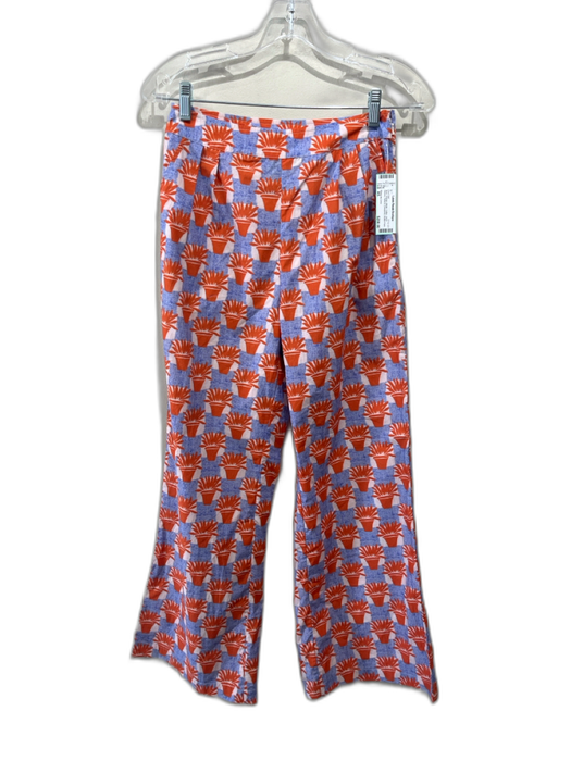 Olivia by Livro Size XS Blue, Orange, White Cotton Short Sleeve Pant Set Blue, Orange, White / XS