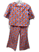 Olivia by Livro Size XS Blue, Orange, White Cotton Short Sleeve Pant Set Blue, Orange, White / XS