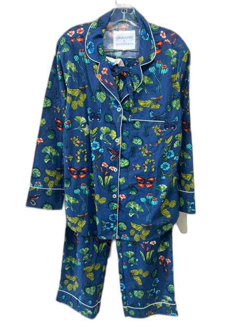 J Mclaughlin Size Small Blue, Green, Orange Cotton Long Sleeve Pajama Pant Set Blue, Green, Orange / Small