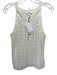 Splendid Size Small Cream White Cotton Sleeveless Open Knit Button Front Top Cream White / Small