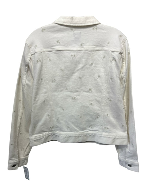 J Crew Size Medium White & Gray Cotton Denim Button Front Pockets Jacket White & Gray / Medium