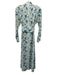 Kemble Size M White, Blue, Green Cotton Buttons Floral Long Sleeve Maxi Dress White, Blue, Green / M