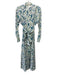 Kemble Size M White, Blue, Green Cotton Buttons Floral Long Sleeve Maxi Dress White, Blue, Green / M