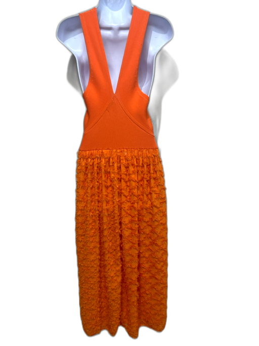 Current Air Size XS Orange Rayon & Nylon Sleeveless V Neck Maxi Fringe Dress Orange / XS